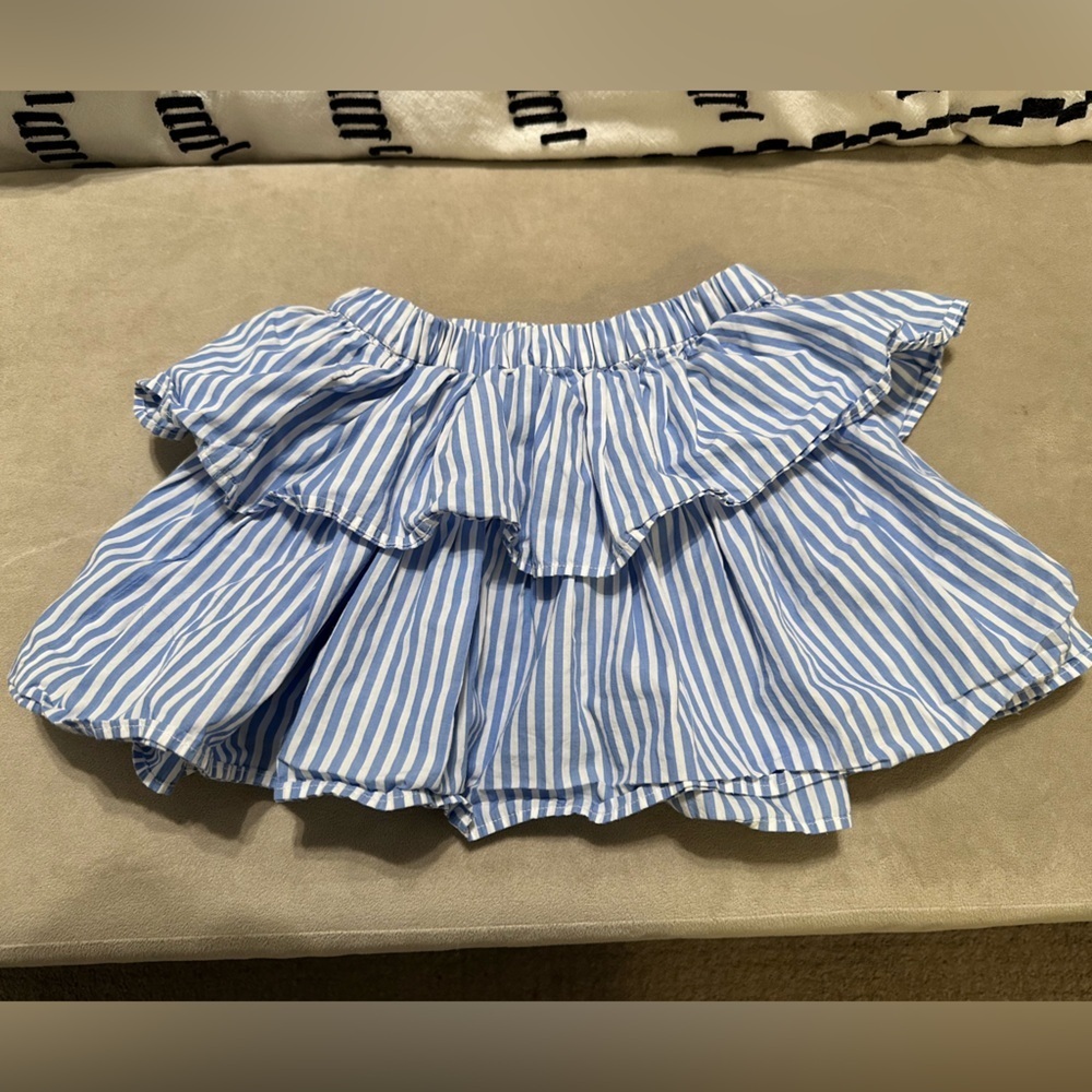 J. Crew Blue Striped Kids Ruffle Skirt